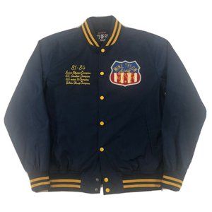 Mike Tyson Roots of Fight Kid Dynamite Navy/Gold Stadium Jacket Mens Size Medium